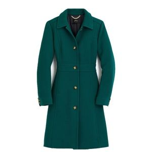 J. Crew Green Double Cloth Lady Day Coat